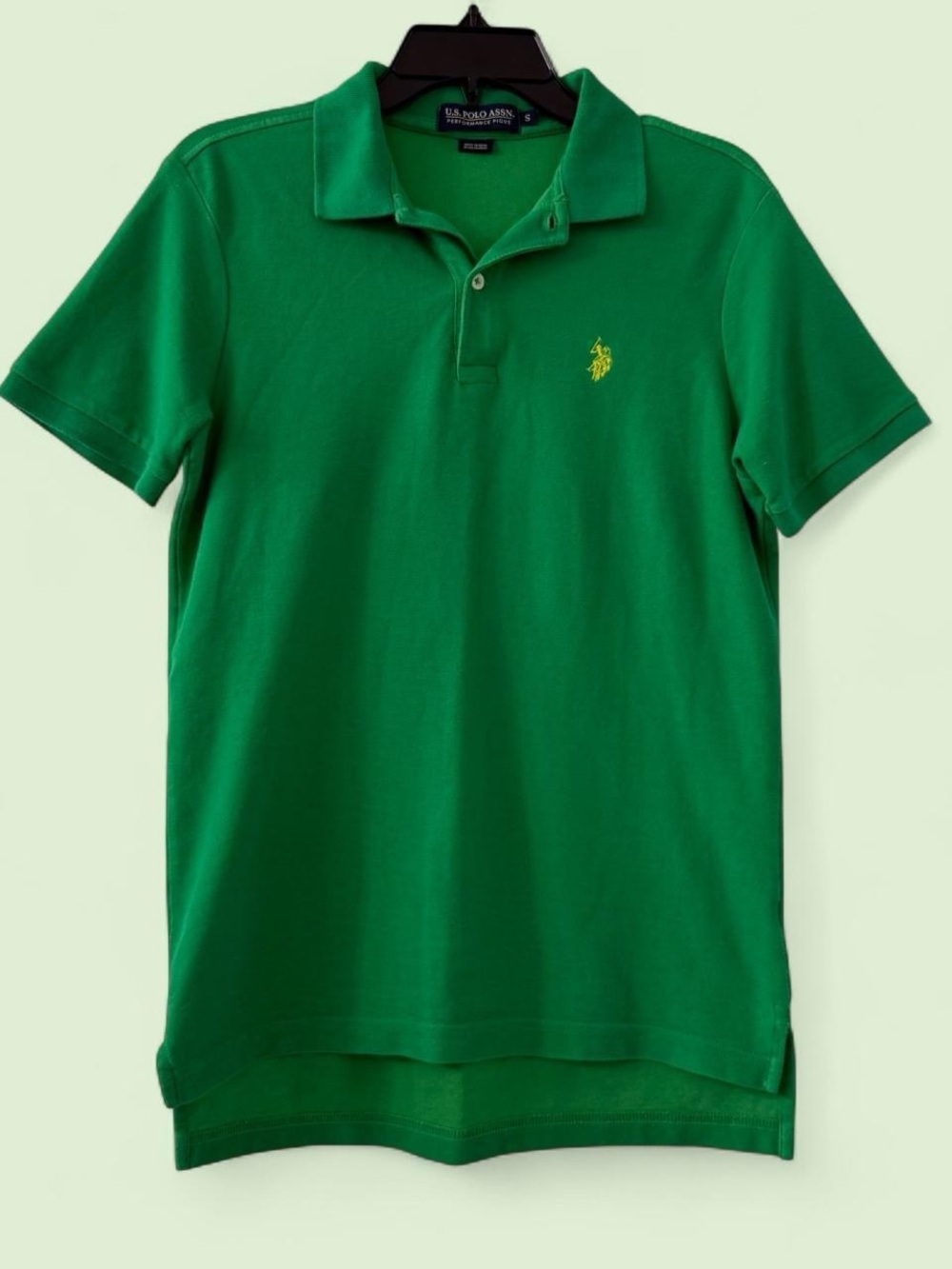 U.S. Polo Assn. Boys Green Polo Shirt with Yellow Logo